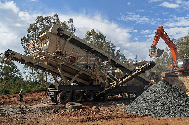 Proceso móvil de trituración de piedra y roca