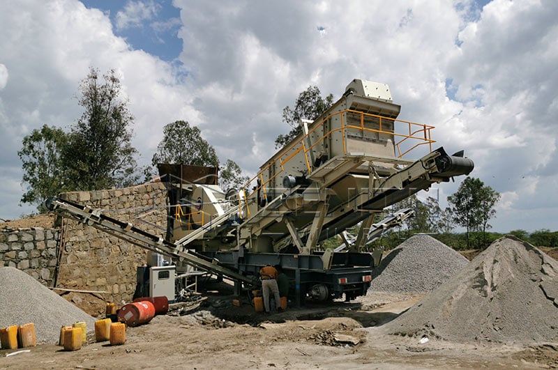 Máquina trituradora portátil para piedras de río en construcciones
