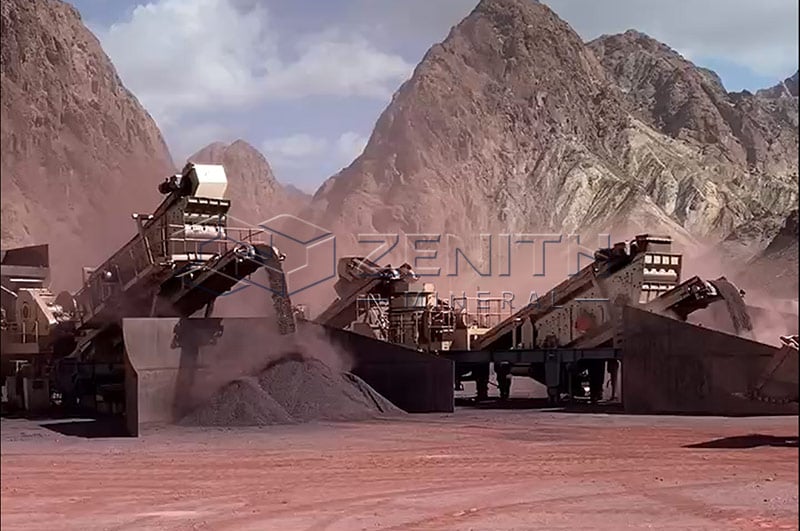 Proceso de trituración de agregados de roca volcánica en México